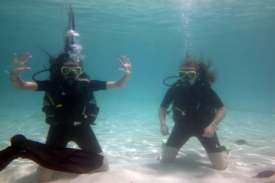 Diving from the beach on Koh Nang Yuan, Koh Samui, Thailand