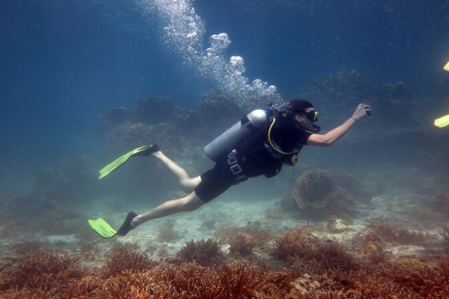 Diving from the beach on Koh Nang Yuan, Koh Samui, Thailand