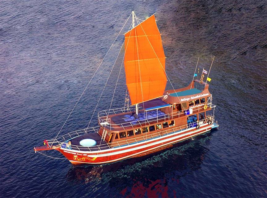 Blue & Red Dragon traditional Thai yachts, Koh Samui, Thailand