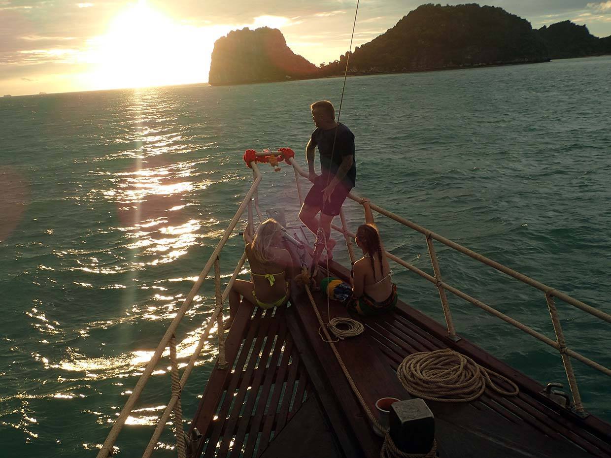 Blue & Red Dragon traditional Thai yachts, Koh Samui, Thailand